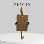 Vintage Womens Blue & White Striped Hoop Earrings Trendy Statement Jewelry Photo 2