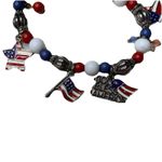 Vintage Patriotic Stretch Charm Bracelet Red White Blue Stars & Stripes Flags Photo 1