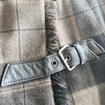 Escada Brown Black Plaid Wool Pleated Leather Belt Midi Kilt Skirt Size 38/ US M Photo 8