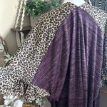 Umgee mixed leopard purple/gray colorblock ruffle sleeve oversized cardigan Photo 4