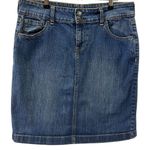 Old Navy  Ultra Blue Jean High Waist Medium Wash Denim Back Slit Skirt Womens 10 Photo 0