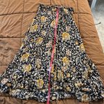 Rachel Zoe Floral Autumn Black and Yellow Women's Maxi Skirt front slit button Photo 5