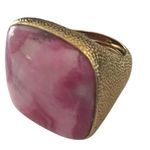 Pink Rhodochrosite Stone / Gem Gold plated Statement Ring boho chic Jewelry Photo 2
