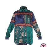 Pretty Little Thing  nwot size 4 paisley satin button up mix printed blouse boho Photo 4