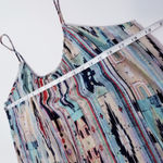 TUCKER 100% Silk Blouse Splash Multicolor Scoop Neck Spaghetti Straps Blue Photo 3