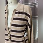 Free People  100% Marino wool Striped Brown and Tan Sweater XL Photo 2