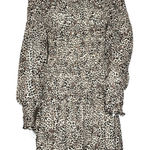 MINKPINK ‎ Fit & Flare Dress Leopard Print Mini Dress Tan Brown Ruched Photo 0