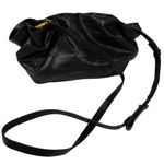 Anthropologie  Jory Black Metallic Clutch Crossbody Dumpling Bag Vegan Leather Photo 0