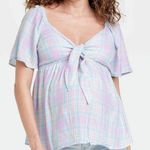 Ingrid And Isabel NWT  Plaid Peek-a-boo Tie-Front Maternity Top  Photo 1