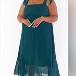 Show Me Your Mumu NWT Claire Midi Dress Color Emerald Chiffon size: Medium Photo 1