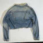GRLFRND Cara Blue Denim Jacket Size XS Distressed USA Designer Raw Hem Photo 1