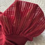 Absolutely Famous Women's Sweater with Sheer Textured Puffy Sleeves V-neck M Photo 4