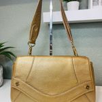 MCM Gold Leather Studded Flap Shoulder Bag Photo 8