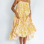 Girl and the Sun Yellow Orange St Topez Sleeveless Shift Tiered Midi Dress Sz S Photo 11