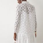J.Crew Dress Women’s Ruffle Neck White Mini Embroidered Eyelet L nwt Photo 1