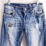 Miss Me  Denim Distressed Jean Capri Pants Rhinestone Photo 2