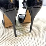 Oscar de la Renta Black Patent Leather Woven Ankle Heels 40, US 10 Photo 12