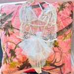 Victoria's Secret y2k 2000s white lace mesh bow bunny tail lingerie bodysuit Photo 1