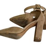 Ninetin Gel Ankle Strap Buckle 4 inch Block Heel Pointed Closed Toe Shoes Size 7 Tan Photo 4