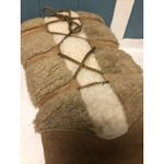 70's SNOWLAND Women's Beige Suede Leather TALL Boots Faux Fur Wedge Heel Sz 7 Photo 7