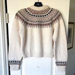 Doen Clarke Merino Alpaca Cardigan Oatmeal Olympia Fair Isle XS EUC Brown Photo 6