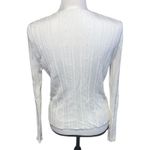 White Feminine Cardigan Sweater 1 Button Sequined Beaded Cable Knit Photo 6