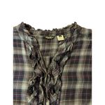 Eddie Bauer Flannel Blouse Women’s XL Used Button Front Roll Tab Arms Photo 4