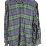 Lands' End Women's Flannel Shirt Button Up Plaid 24w Green Blue Photo 0