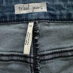 Tribal Jeans Distressed Stretch Raw Hem Side Red Stripe Ankle Jeans Size 12 Blue Photo 12