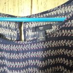 Gap  Women's Short Sleeve Navy and Red Floral Patterned  Elastic Waist Dress Photo 10