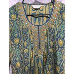 BIBA Women's Tunic Top Paisley Print Embellished Blue Green Yellow siize 38 Blue Size 12 Photo 1