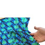 adL Blue, Green, Black Patterned Jumpsuit Romper with Cinched Waist and Collar. Blue Photo 6