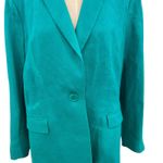 Lafayette 148  New York Blazer Linen Oversized Turquoise Teal Blue Size 14‎ Photo 2