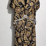 Genny vintage suit set rare print silk gold black: Box 0012: Size 8 Photo 0