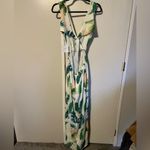Davi & Dani White Green and Pink Floral Dress Romper Deep V Tie Back Cut Out Style Size L Photo 1