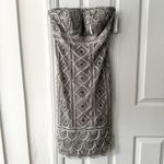 Sue Wong Nocturne Silver Satin Beaded Geo Strapless Mini Cocktail Dress NWT 2 Photo 3