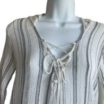 Billabong Women Hoodie Top M Blue White Washed Out Striped Beachy Coastal Hippie Photo 9