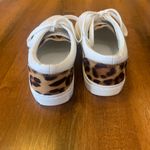 J.Crew Women's Saturday Sneaker 8 White Sneakers with Leopard Detail Photo 2