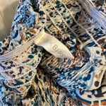 Pinkblush Ivory Colorful Border Trim Off Shoulder Smocked Midi Dress size Large Photo 8