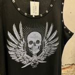 Bus Stop Los Angeles Black Rhinestone Grunge Studded Skull Print Tank Top 2X 2XL Photo 4
