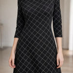 Skies Are Blue  Black & Gold Diamond Pattern Shift Dress – NWT Photo 0