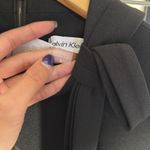 Calvin Klein NWT$134 size 10  black dress Long Puff white Lace Sleeve bow on neck Photo 4