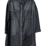 Very J Chambray Black Mini Shirt Dress/Tunic M Dark Casual Goth Witchy Minimalist Fall Photo 0