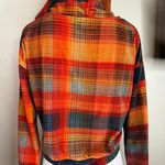 Topshop  Orange Plaid Velour Cropped Hoodie Sweatshirt Size2 Photo 4