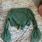 J.O.A. Forest Green Textured Blouse Photo 2