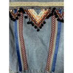 BOOMBOOM Size M Embroidered Jean Jacket Light Denim Pom Tassel Southwestern Boho Blue Size M Photo 10