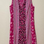 Bob Mackie  Hot Pink Sleeveless Button Front Mini Dress Womens Medium Summer Photo 0