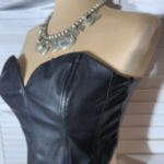 H&M Divided Bandeau Cropped Corset Top Sweetheart Neckline Leather Black sz S Photo 6
