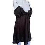 A Byer Flora by Flora Nikrooz Bellflower black satin Babydoll Chemise Size small Photo 13