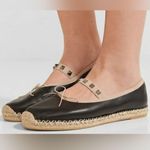 Valentino Garavani Black rockstud leather ballerina flat espadrilles Size 39 Photo 1